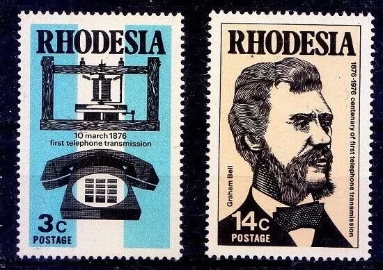 Rhodesia 1976 MNH 2v, Graham Bell, Invented Telephone, Communication [Wg]