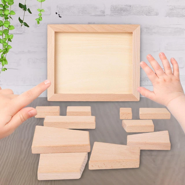 Wooden Geometric Tangram Family Portable Puzzles for Adults Children Preschool
