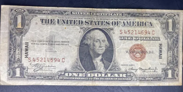 1935-a $1 dollar wwii Hawaii silver certificate