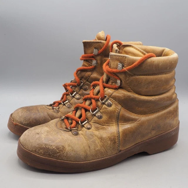 Vintage Ratty Italiano Pelle Scarponcini da Trekking Misura 7.5