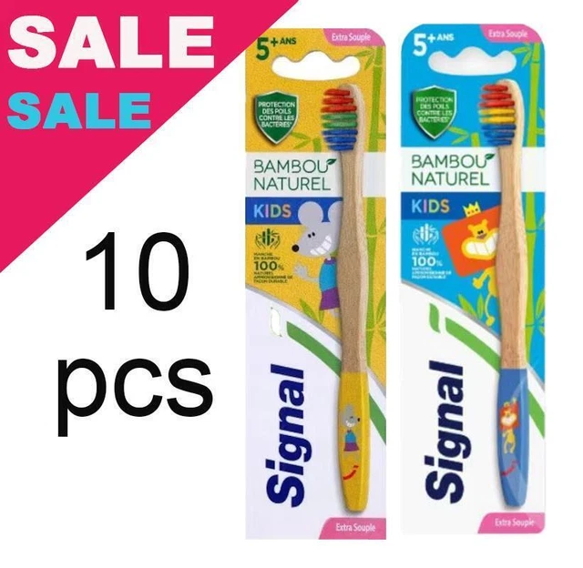 Signal Kids Bamboo Natural Toothbrush Wooden Bambou Naturel Extra Soft 10 pcs