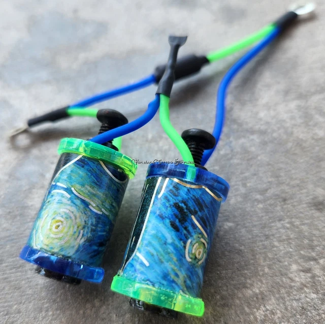 Piezas de máquina de tatuaje de 1,25" 8-32 bobinas 8 envolturas azul claro lavadora noche estrellada