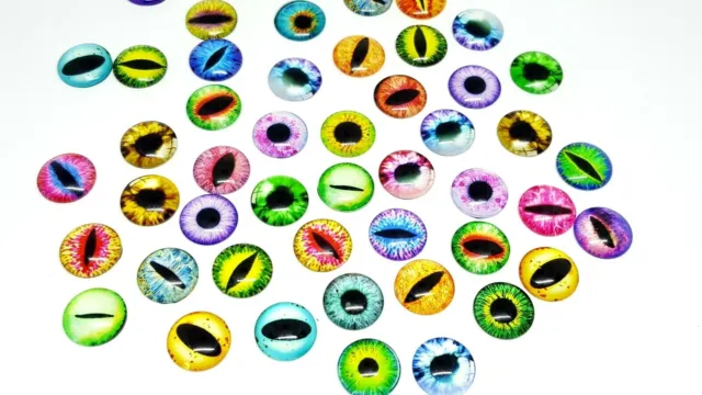 10 Eye Glass Cabochons 20Mm-Cat/Dragon Eyes-Flatback/Jewellery/Gem-Cabochon-Pair