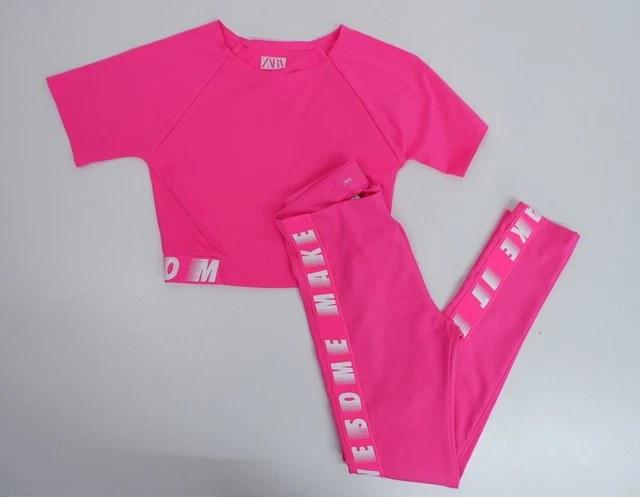 Set 2 Pezzi Palestra Zara Ragazze Età 9-10 Abito Rosa Top e Leggings In perfette condizioni
