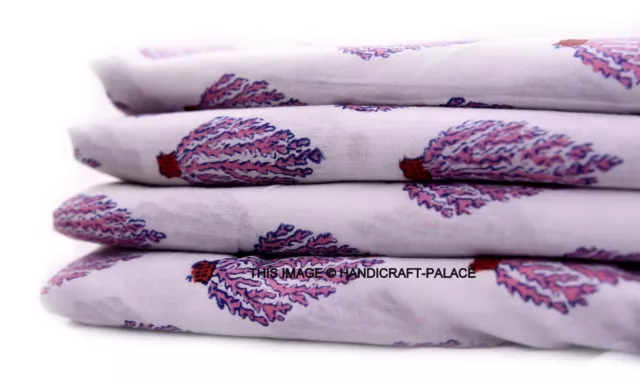 Indien Main Bloc Coton Imprimé Couture Voile Tissu Confection 22.9m Blanc