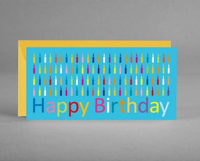 FRÖHLICH: 2 blaue Glückwunschkarten "Happy Birthday" inkl. Kuvert + Gratis Karte