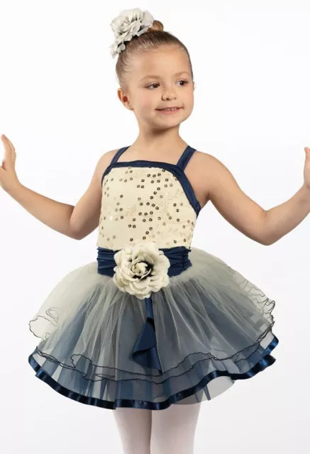 Dance  Costume Size Small Child Weissman 12924 Navy Blue Ballet Tutu Tap Spandex