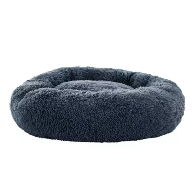 Pet Bed Dog Cat 90cm Large Calming Soft Plush Bed Dark Grey