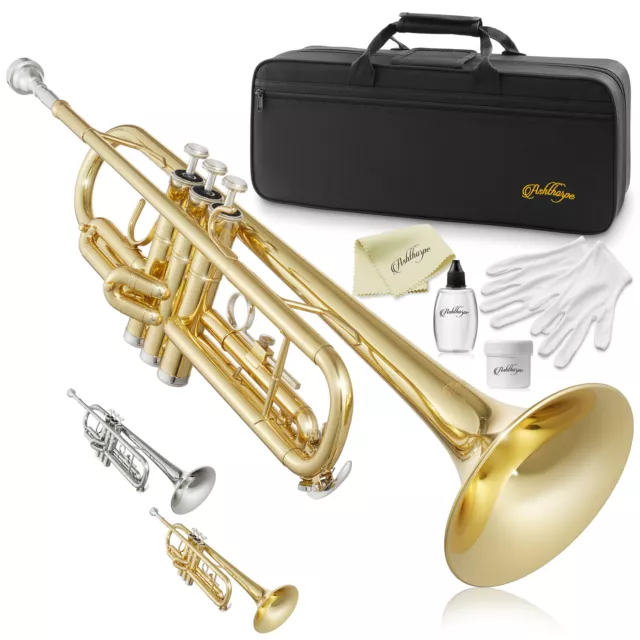 Bb Standard Trumpet, Brass Band Instrument B Flat Key w/ Padded Case, Mouthpiece