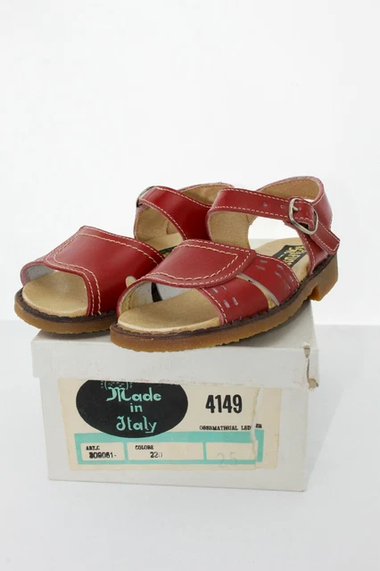 Bambini Sandali Ragazze Tgl 25 Fussform Rosso Pelle Vero Vintage 80's Scarpe
