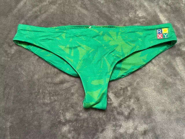 Roxy Pop Surf Mini Bikini Bottoms Womens Fern Texture Flower Green Size Medium