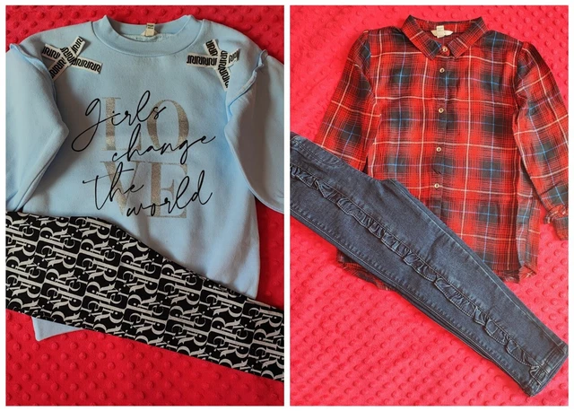River Island RI Girls sweatshirt shirt leggings jeans outfit set bundle size 4-5