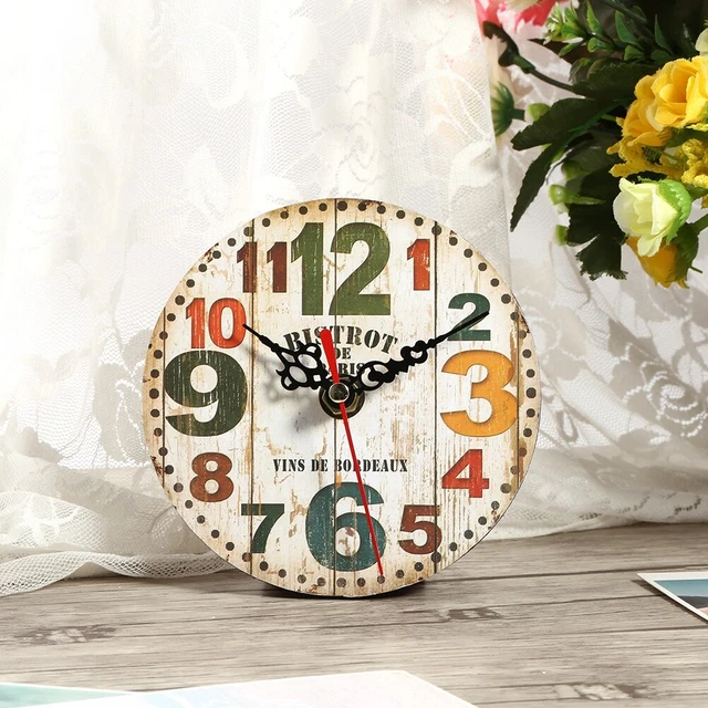 (#3)Horloge Murale Antique Créative Style Vintage Horloges Rondes En Bois BD