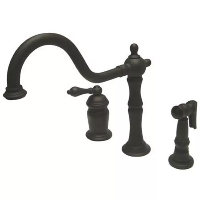 Kingston Brass Heritage Single Handle Deck Mount Widespread Kitchen Faucet with