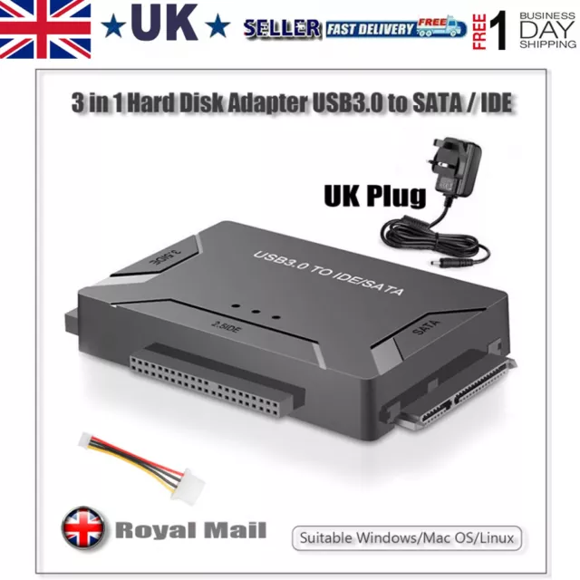 USB 3.0 to IDE & SATA Converter External Hard Drive Adapter Kit 2.5"/3.5" Cable