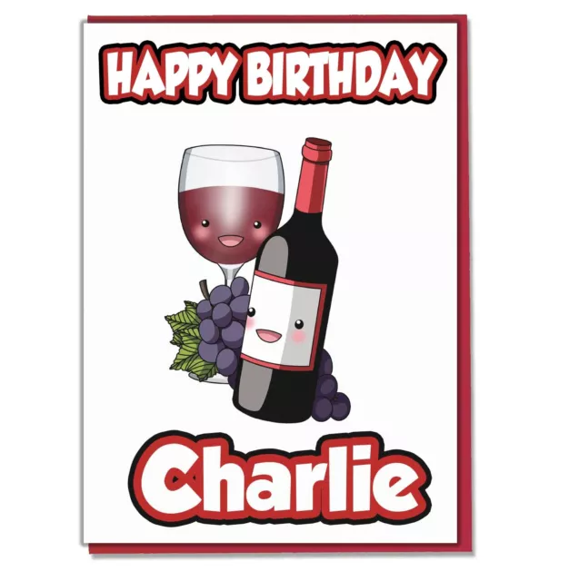 Personalised Red Wine Birthday Card Son Daughter Husband Wife Mum Dad Nan Friend