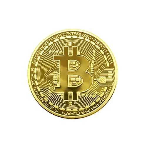 1Pcs Bitcoin Coin, Bitcoin Commemorative Coin 24K Gold Plated, 3mm BTC Crypto...