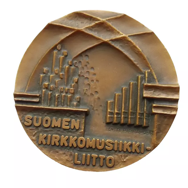 Finland - P. Papinaho 1968 uniface bronze medal - Church Music Association