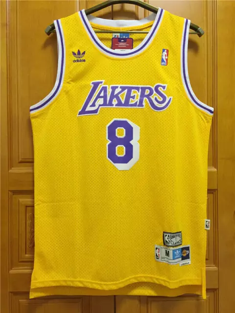 Neu Retro Kobe Bryant #8 Los Angeles Lakers Basketball Trikot Genäht Gelb DE