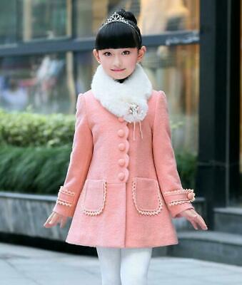 Bambini vestiti invernali Ragazze coreana Misto Lana Cappotto Lungo in Pizzo Caldo Giacca Outwear