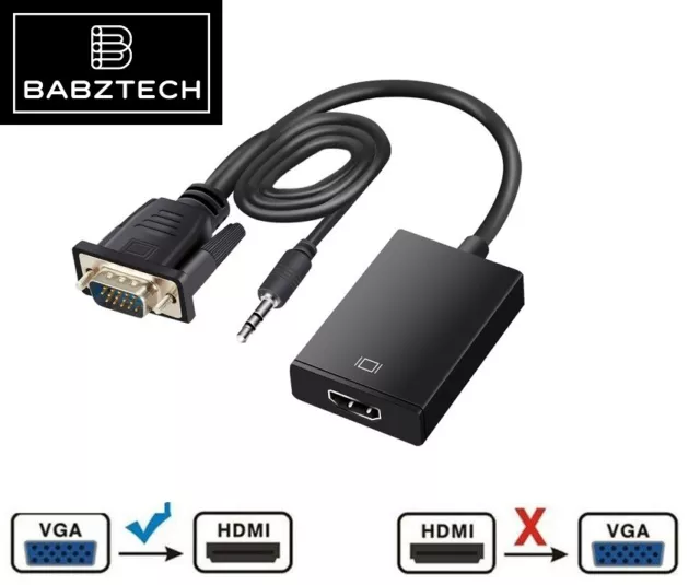 VGA Mâle Vers HDMI Femelle 1080P Output HDTV Audio Vidéo Câble Adaptateur