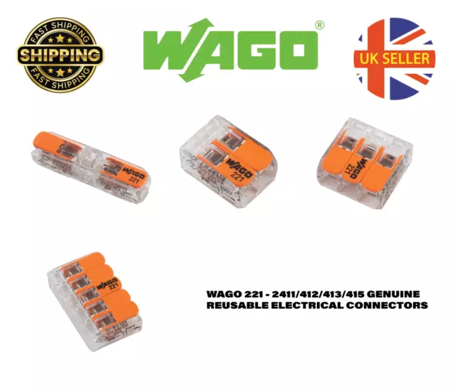 WAGO 221 Series Reusable Electrical Wire Cable Connectors Compact UK SELLER