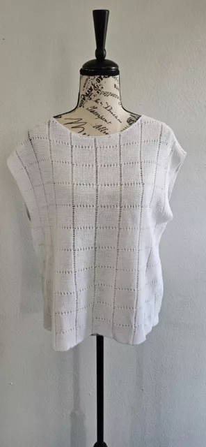 Eileen Fisher Adult XXS XS Sweater Top  White Knit 100% Organic Linen Boxy NWT