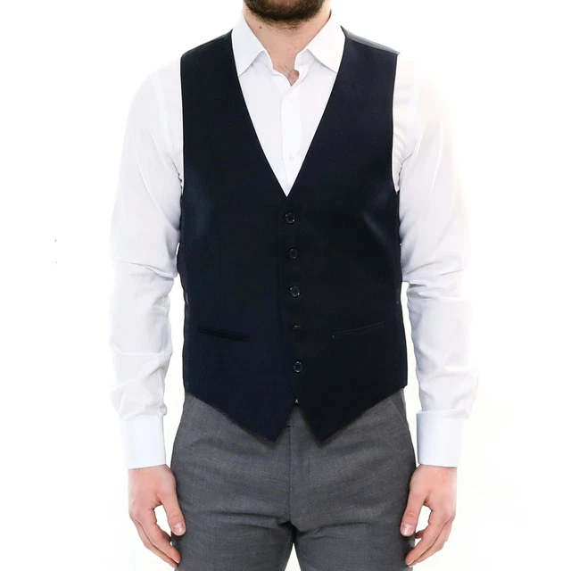 Gilet Panciotto Uomo Blu  Elegante Classico Smanicato Per Abito S M L XL XXL