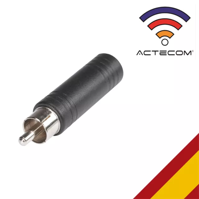 ACTECOM® ADAPTADOR JACK 6,3mm A RCA MONO MACHO AUDIO CONECTOR 6.3