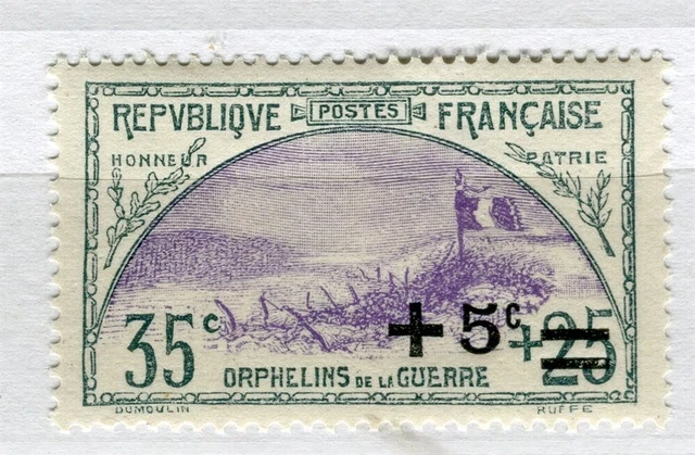 FRANCE; 1922 early War Orphans surcharged issue Mint hinged 35c. value