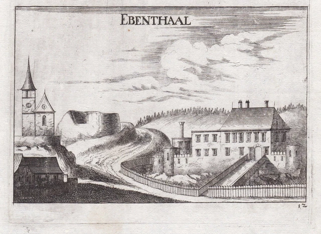1672 Ebenthal Gänserndorf Bassa Austria Incisione Stampa Antica Vischer