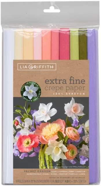 Lia Griffith Extra Fine Crepe Paper 10/Pkg-Secret Garden LG11028
