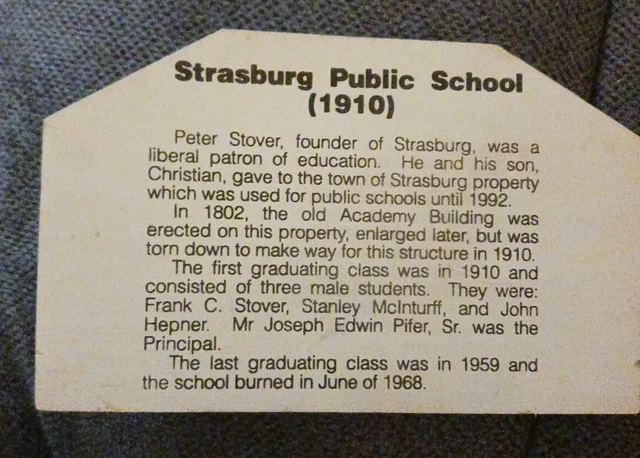 Strasburg Public School (1910) Wooden Shelf Sitter previously Owned in vg cond A 2