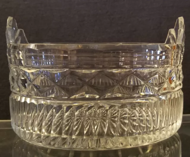 Late Georgian Anglo Irish Cut Glass Oval Piggin Butter Tub 5" Long Circa 1820