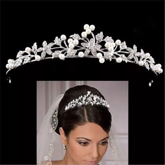 Hochzeit Braut Kristall Tiara Diadem Strass Krone Haarschmuck KommunionHaar