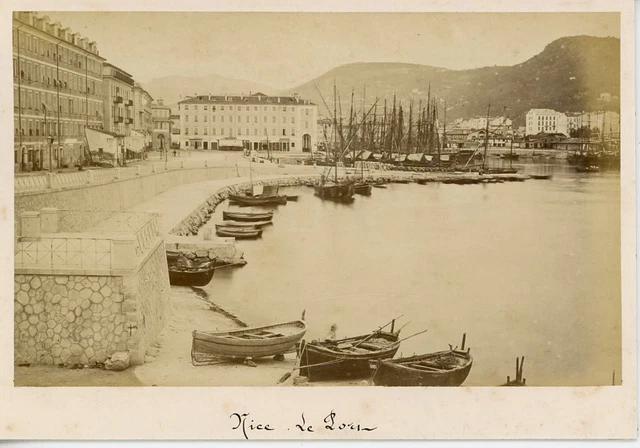 Tirage Albuminé Vintage Du Port De Nice, France - Circa 1875, Format 14x10 Cm, Référence CB4815