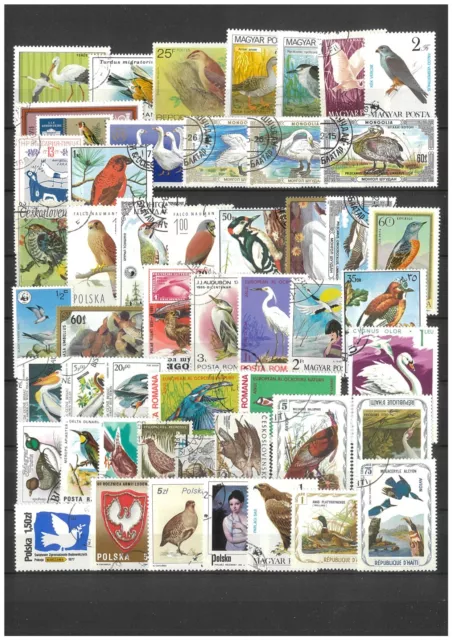 Birds - 50 Different Thematic Stamps CTO/Used