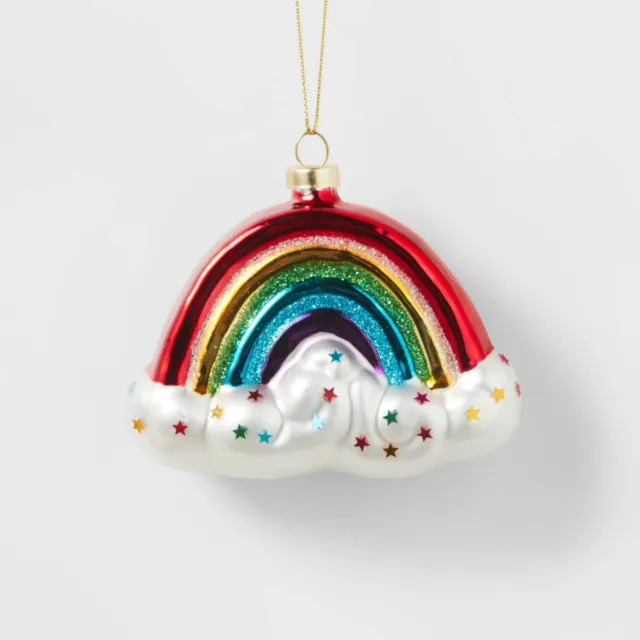 Wondershop Rainbow with clouds metallic glass  ornament target pride