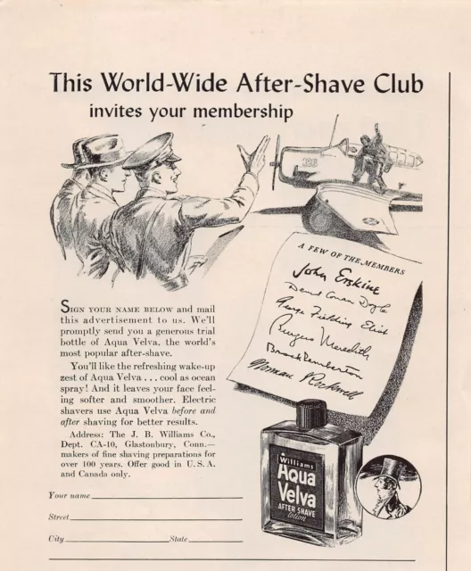 Aqua Velva After Shave USAF Pilot Military Air Force Vtg Magazine Print Ad 1941