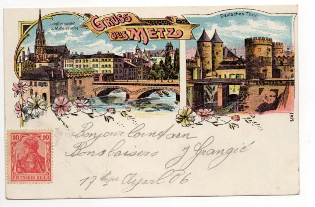 METZ Moselle CPA 57 GRUSS Aus metz Souvenir Metz 2 views bridge gate of the Germans