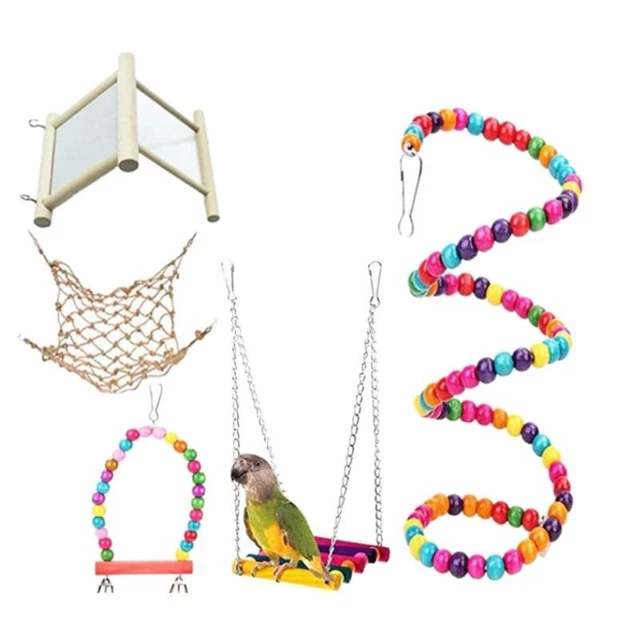 Colorful Parrot Cage Hammock Foraging Wall Colorful Straw Swing with Hooks