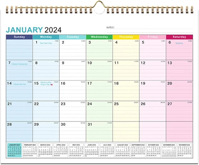 WALL CALENDAR 20242025, January 2024June 2025, 15" x 12", Highlight