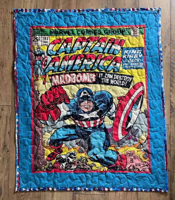 AVENGERS CAPTAIN AMERICA QUILTED BLANKET 100% Cotton BOYS BEDDING CRIB NURSERY