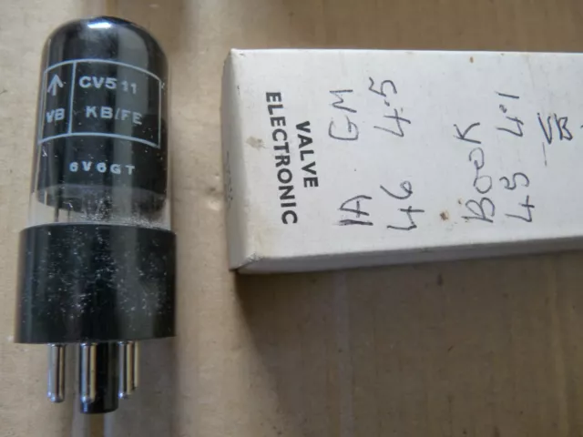 Brimar 6V6GT CV511 VB KB/FE  E  Black Base NOS Valve Tube  DEC23