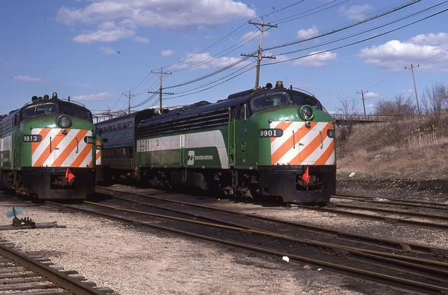 BN BURLINGTON NORTHERN Railroad Train Locomotive 9901 Original 1982 Photo Slide