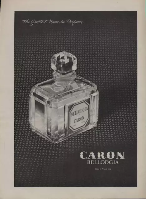 1962 Caron 'Bellodgia' Perfume Vintage Bottle PRINT AD