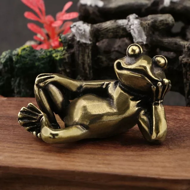 Solid Brass Frog Figurine Statue Animal Figurines Toys House Office Decoration