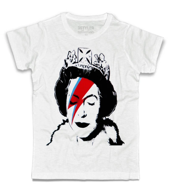 T-shirt uomo Regina Elisabetta Queen Elisabeth make up saetta thunder