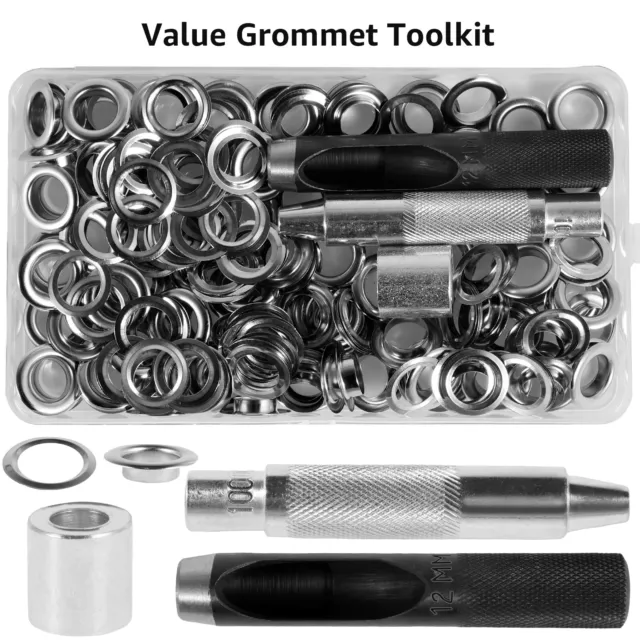 120X Grommet Tool 1/2" Metal Grommet Eyelet with Install Tool and Storage CaseΓ