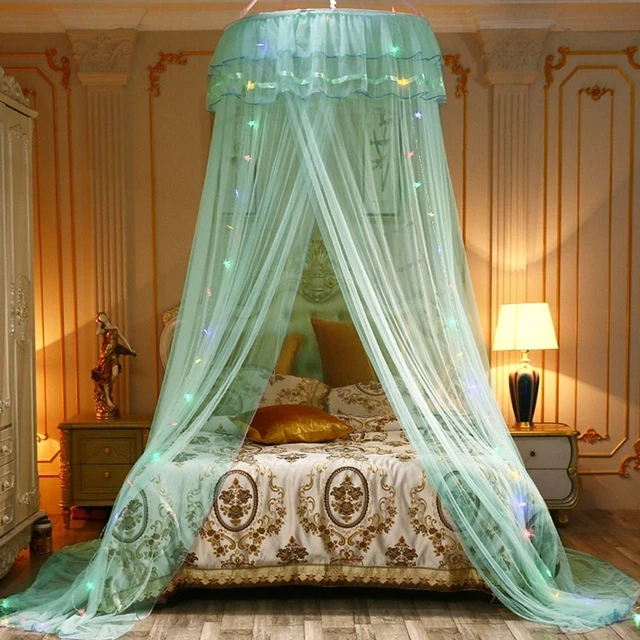 Avec lumière LED Moustiquaire Dôme de lit Netting  Décoration à la maison